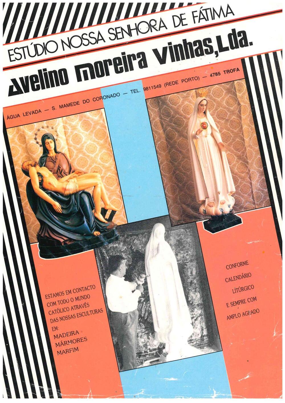 Folheto publicitário do Estúdio Nossa Senhora de Fátima — Avelino Moreira Vinhas, Lda.